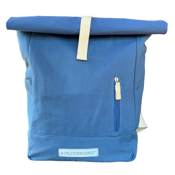 Fun Works RollTop Backpack Canvas Eco Friendly blue